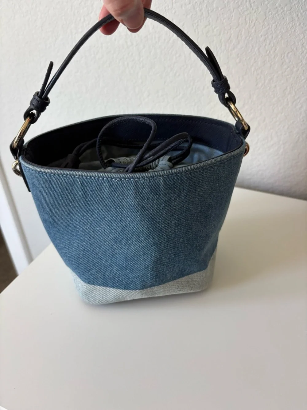 kate spade California dream in puppy Denim Palm Embroidered Crossbody Bucket Bag - Picture 11 of 11
